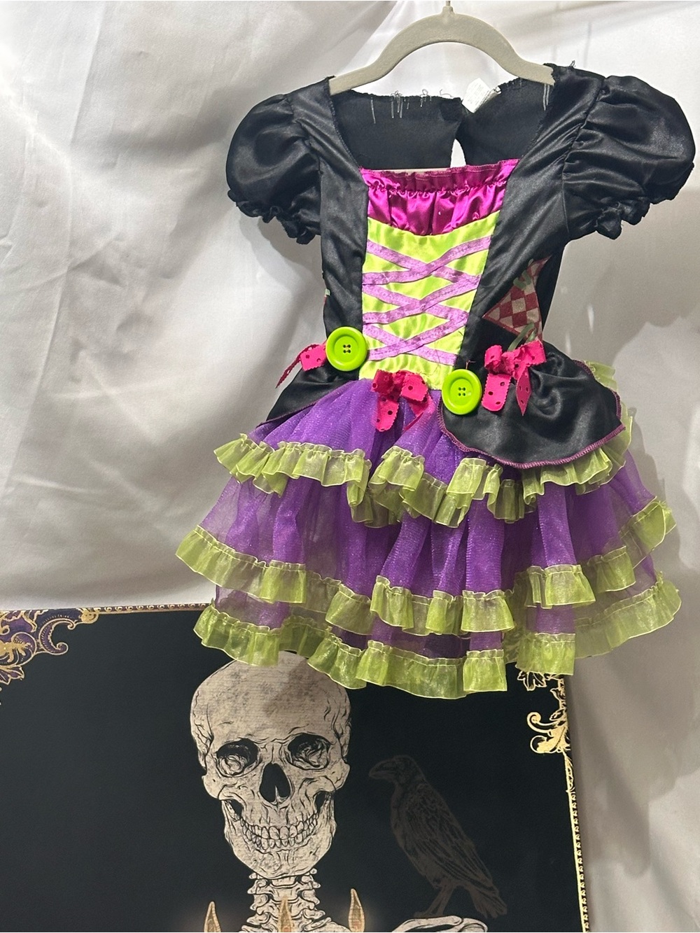Kids Purple & Lime Halloween Ruffled Costume Dress Hocus Pocus dress